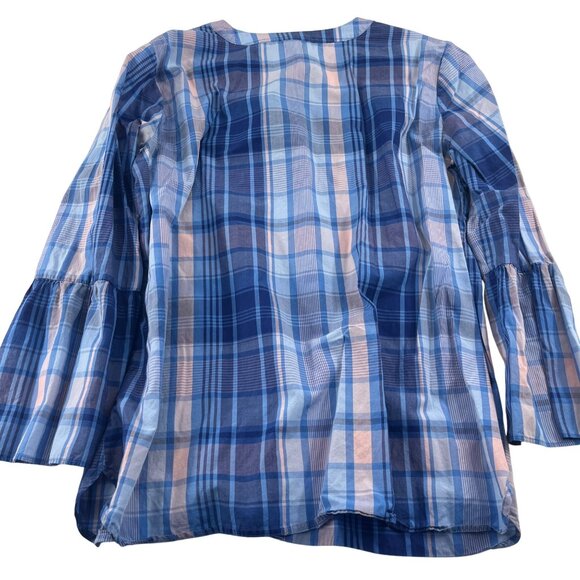 Womens Talbots Plaid Tunic Top Blue & Pink Long Sleeve Large - Picture 6 of 6